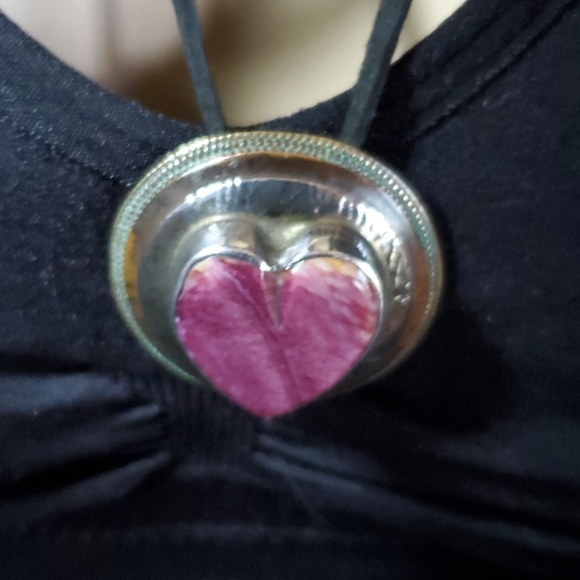 Heart Vintage Silver Stone Choker - Picture 6 of 8